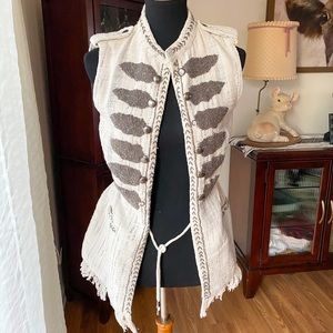 Zara Beaded Cream Vest Waist Coat XS